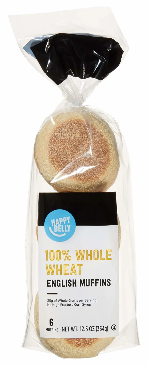 Happy Belly English Muffins, 100% Whole Wheat, 6 Ct, 12.8 oz