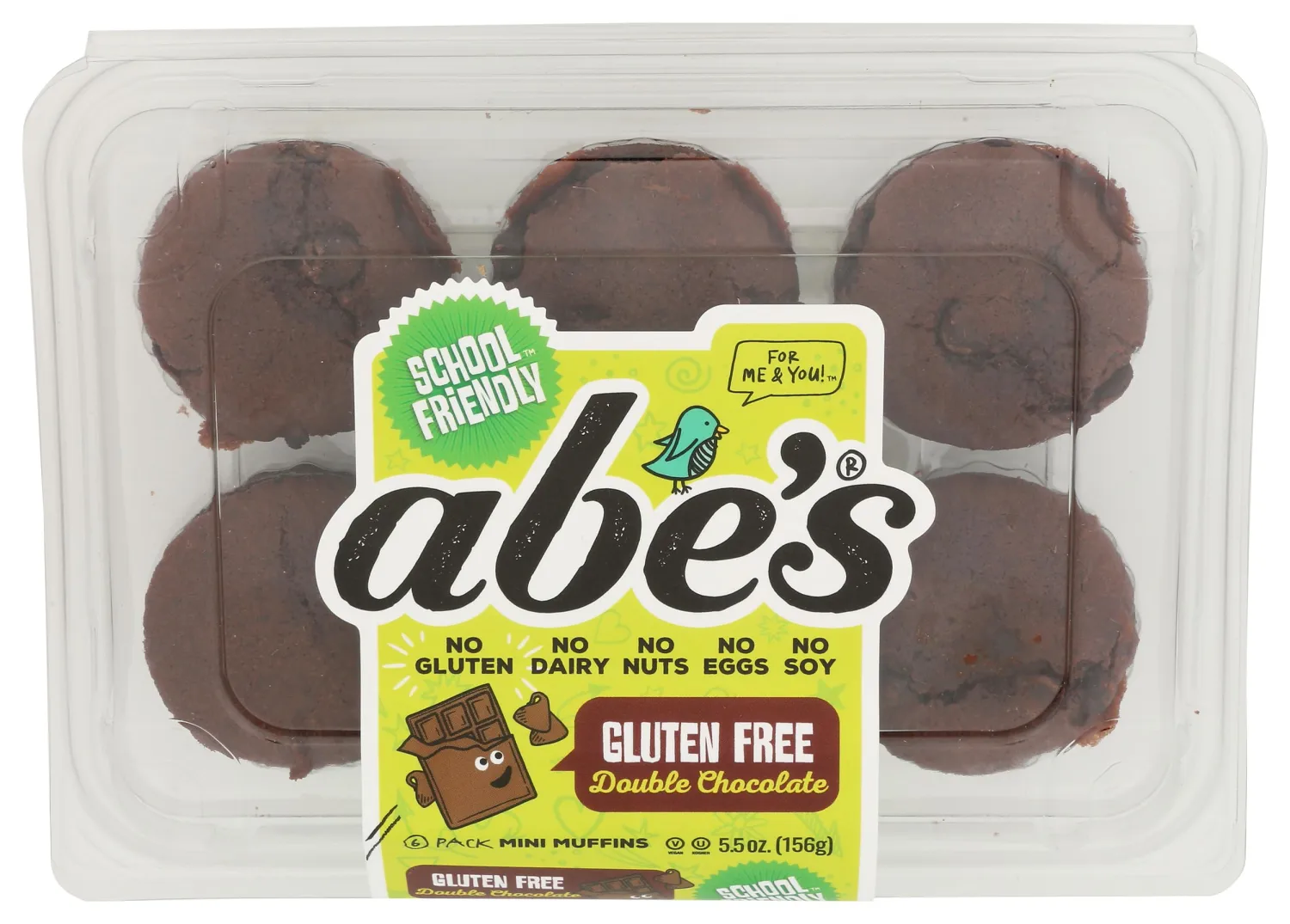Abe's, Mom's Gluten Free & Vegan Double Chocolate Mini Muffins, 6 Pack