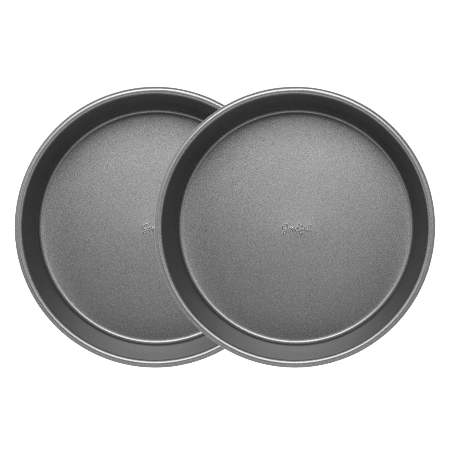 Goodful Nonstick Round Cake Pan Set, Heavy Duty Carbon Steel with Quick Release Coating, Made without PFOA, Dishwasher Safe, 2-Pack Bakeware Set, 9-Inch, Gray