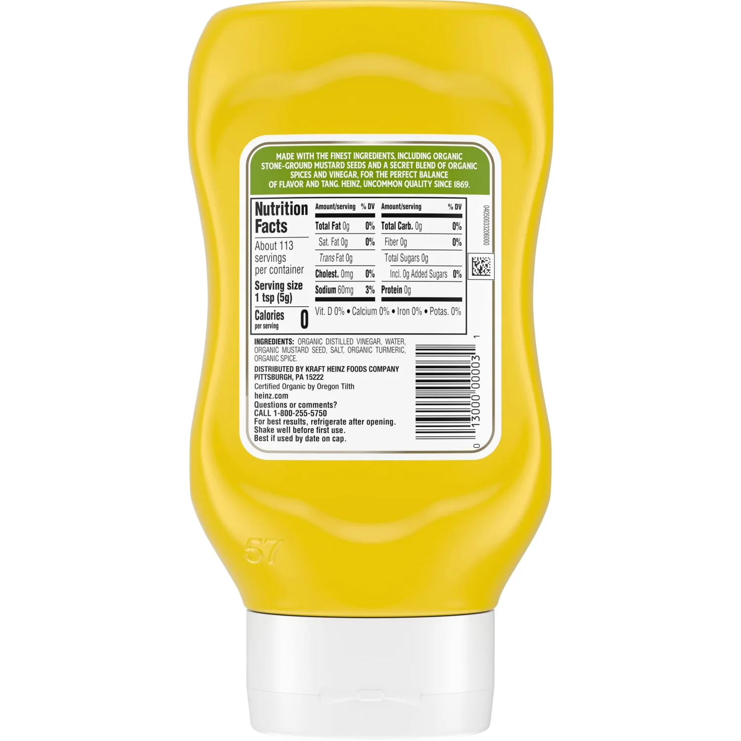 Heinz Organic Yellow Mustard (20 oz Bottle)