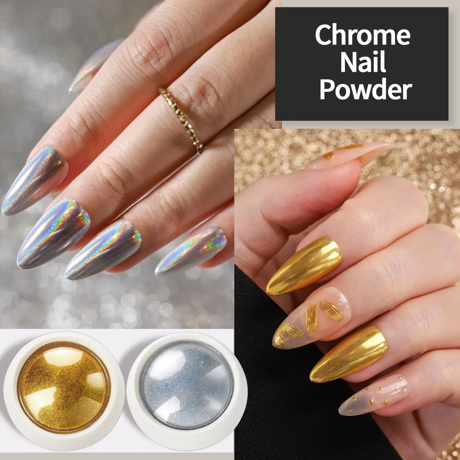 FANDAMEI Nail Design Kit, Nail Art Kit, 15 PCS Nail Brushes For Nail Art, Nail Art Tools, Rhinestones For Nails, Nail Stickers, Pearl Chrome Nail Powder, Chrome Powder For Nails, Nail Design Tools