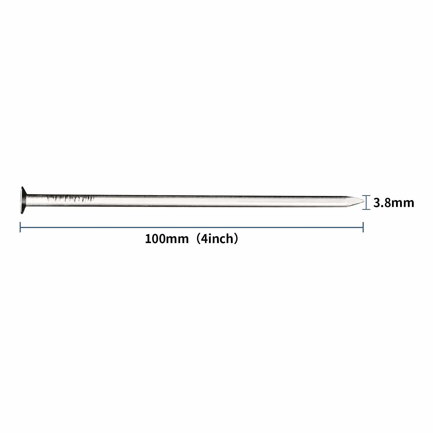 Nickel Plated 4 Inch Hanging Nails - 25pcs, Ideal for Wall & Wood, Long Nails