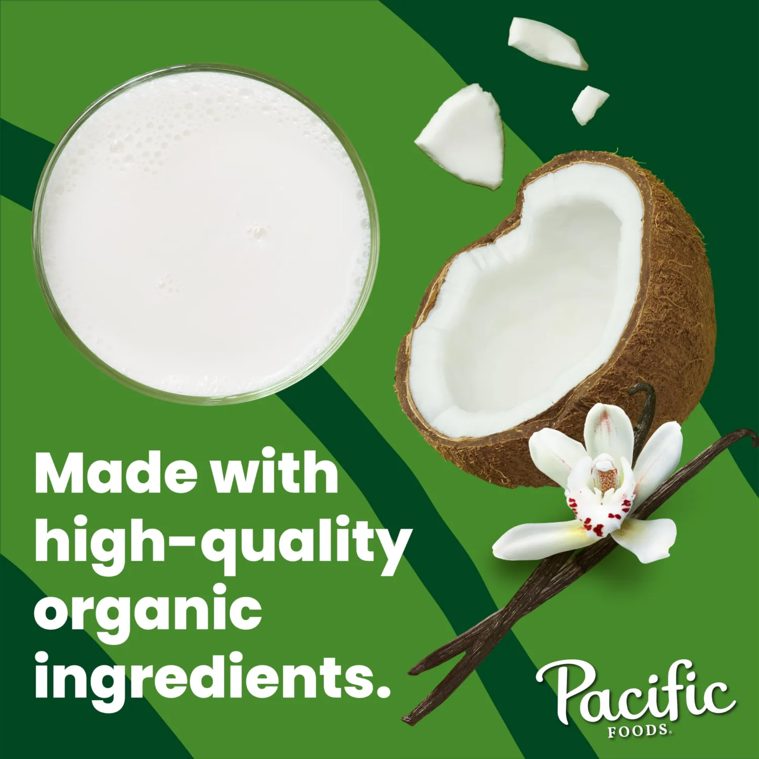 Pacific Foods Organic Unsweetened Vanilla Coconut Milk, Plant Based Milk, 32 oz Carton
