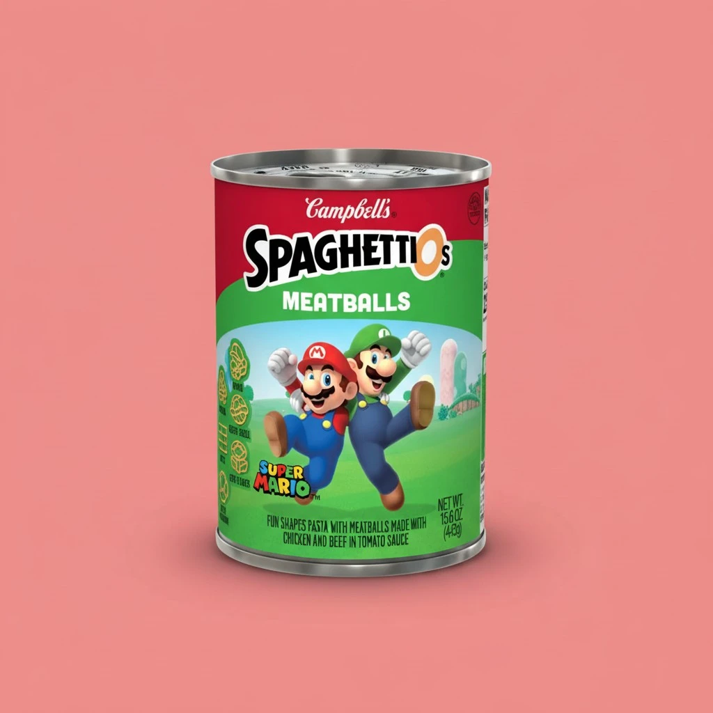 SpaghettiOs Super Mario Bros Canned Pasta with Meatballs, 15.6 oz Can (Pack of 12)