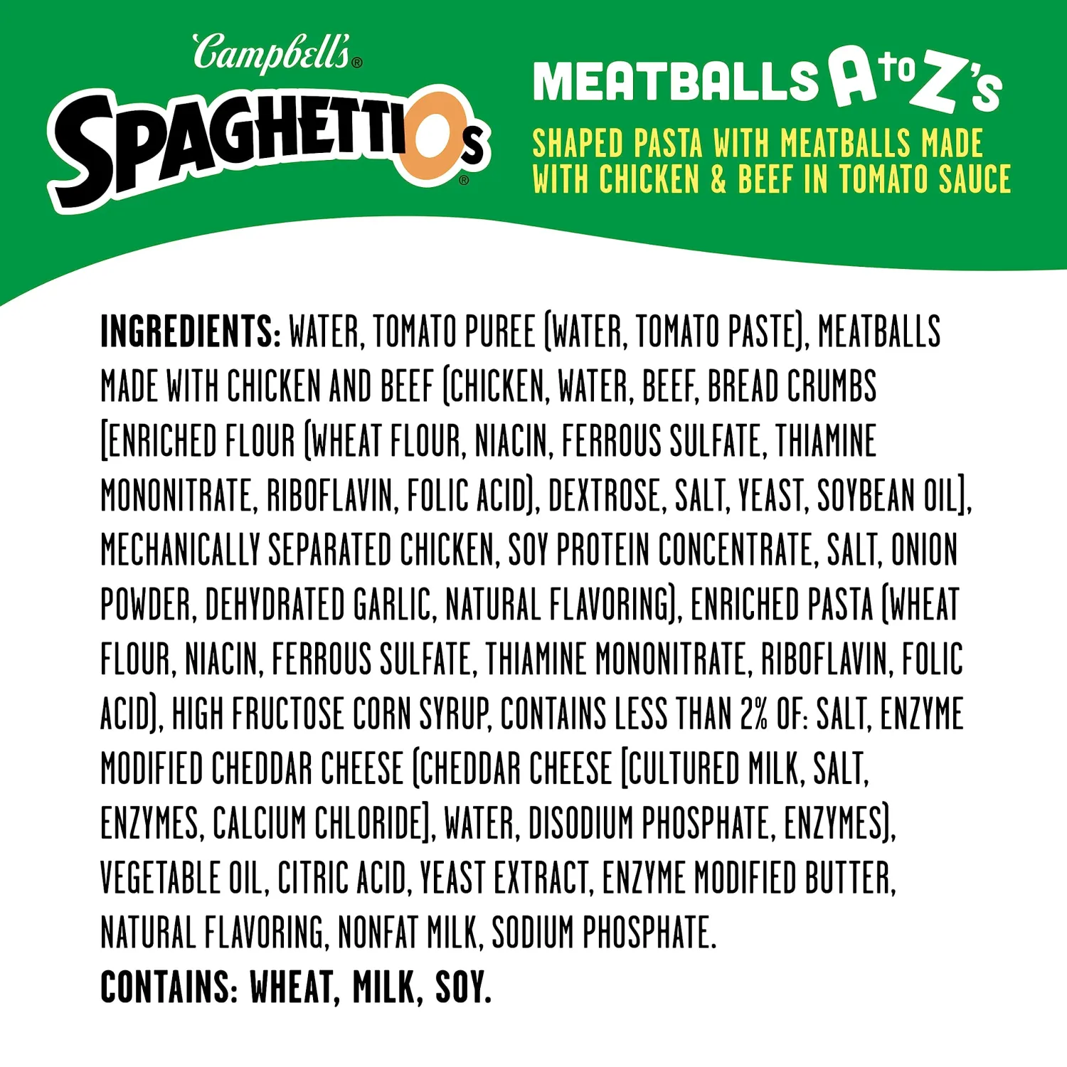 SpaghettiOs A to Z's Canned Pasta with Meatballs, 15.6 oz Can