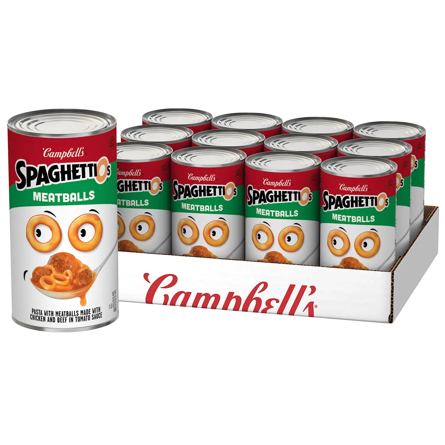 SpaghettiOs Canned Pasta with Meatballs, 22.2 oz Can (Pack of 12)