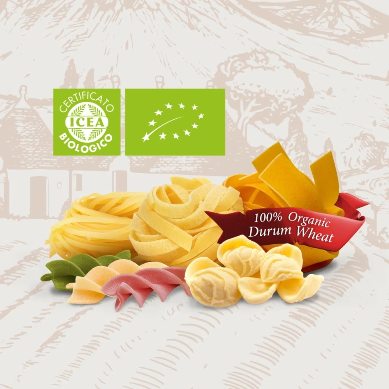 Flora Fine Foods Organic Homestyle Pasta (Homestyle Tricolor Fusilloni)