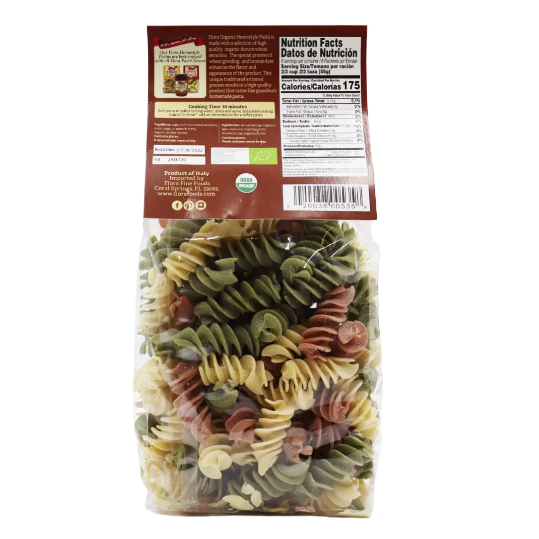 Flora Fine Foods Organic Homestyle Pasta (Homestyle Tricolor Fusilloni)