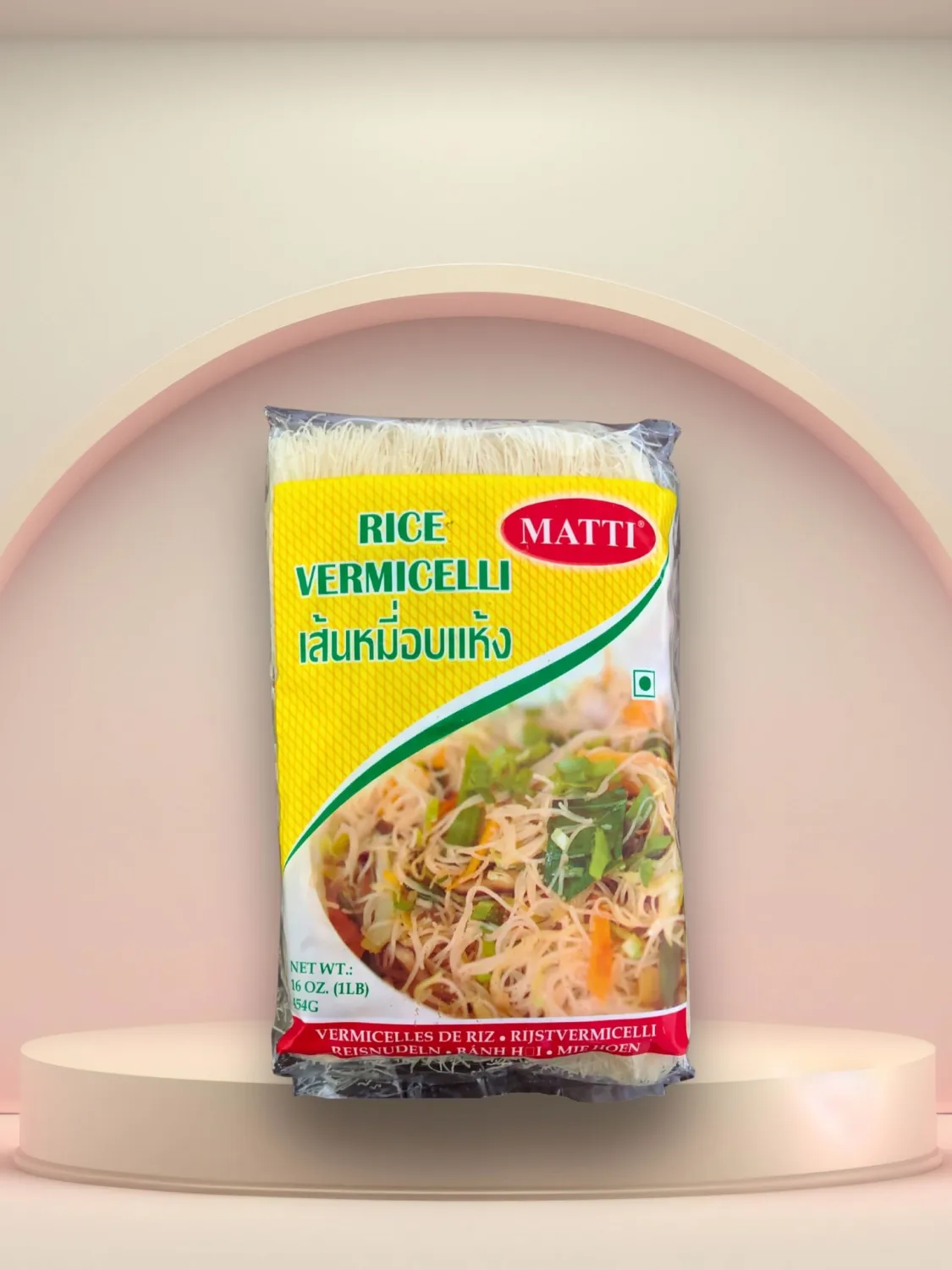 Matti Thai Rice Vermicelli 16 Oz. (1LB) 454g |Product of Thailand| Premium Rice Noodles| Naturally Vegan| Thai Rice Noodles|