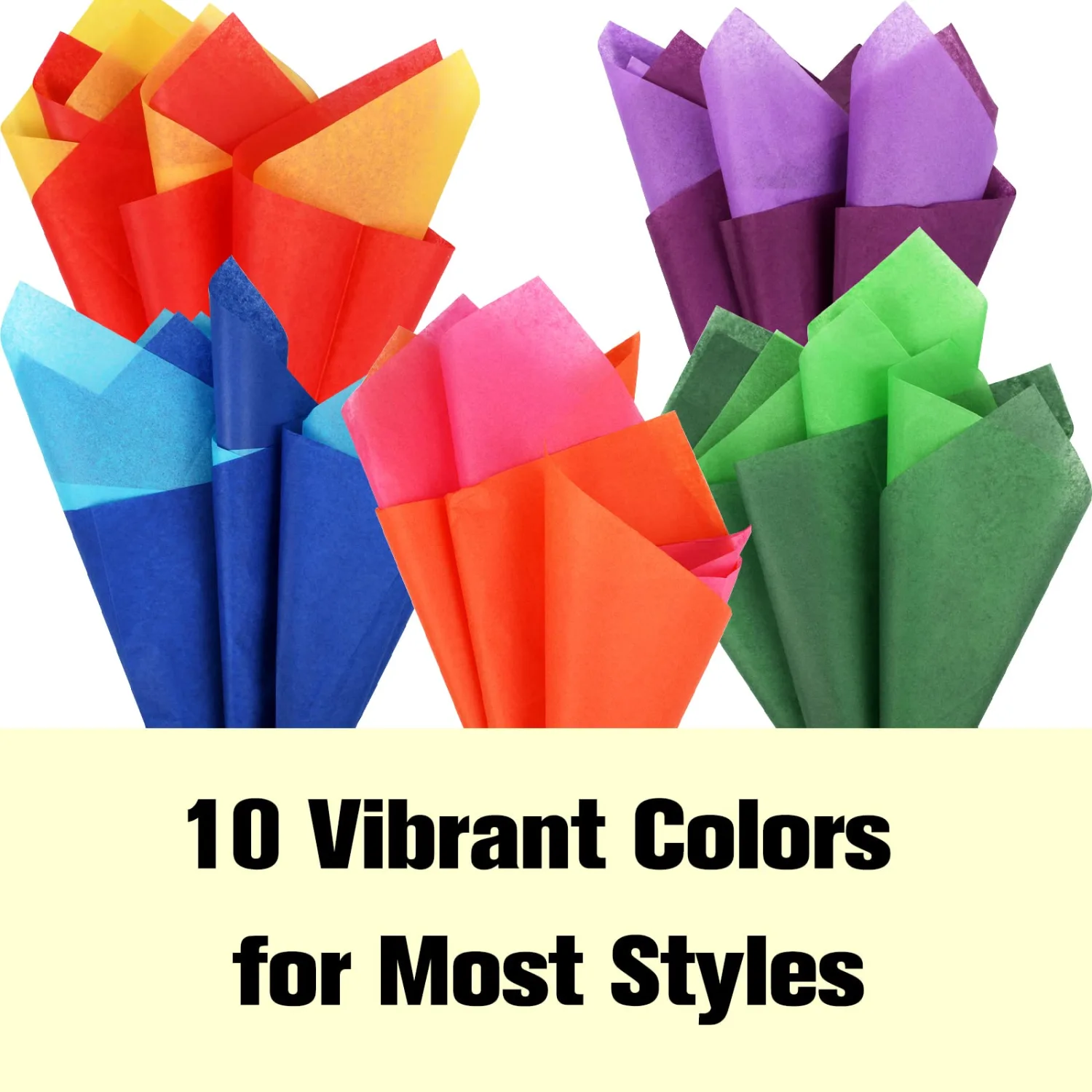 Simetufy 60 Sheets Rainbow Colored Tissue Paper for Gift Bags, 10 Bold Colors, 20 x 20 Inch Gift Wrapping, Bulk for Crafts & Gifts, Mother's Day