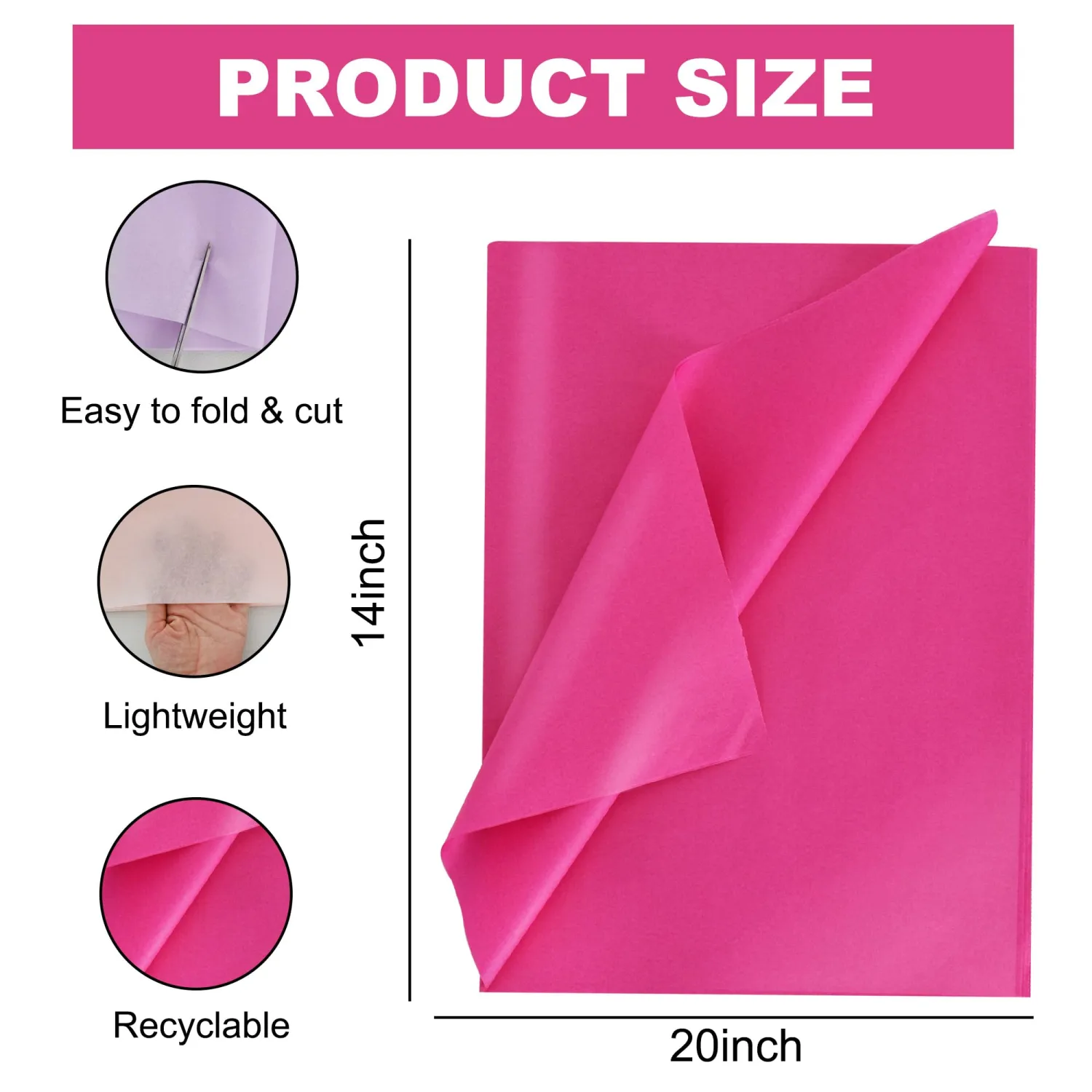 BEISHIDA 100 Sheets Pink Series Tissue Paper Bulk, Wrapping Tissue Paper for Gift Bags, 14 x 20 Inch Gift Wrap for Birthday Wedding Graduation DIY Crafts Holiday Flowers(Pink Series)