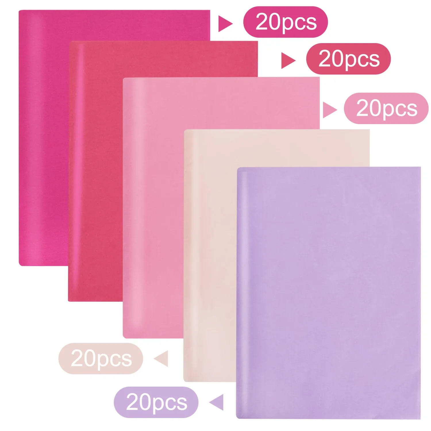 BEISHIDA 100 Sheets Pink Series Tissue Paper Bulk, Wrapping Tissue Paper for Gift Bags, 14 x 20 Inch Gift Wrap for Birthday Wedding Graduation DIY Crafts Holiday Flowers(Pink Series)