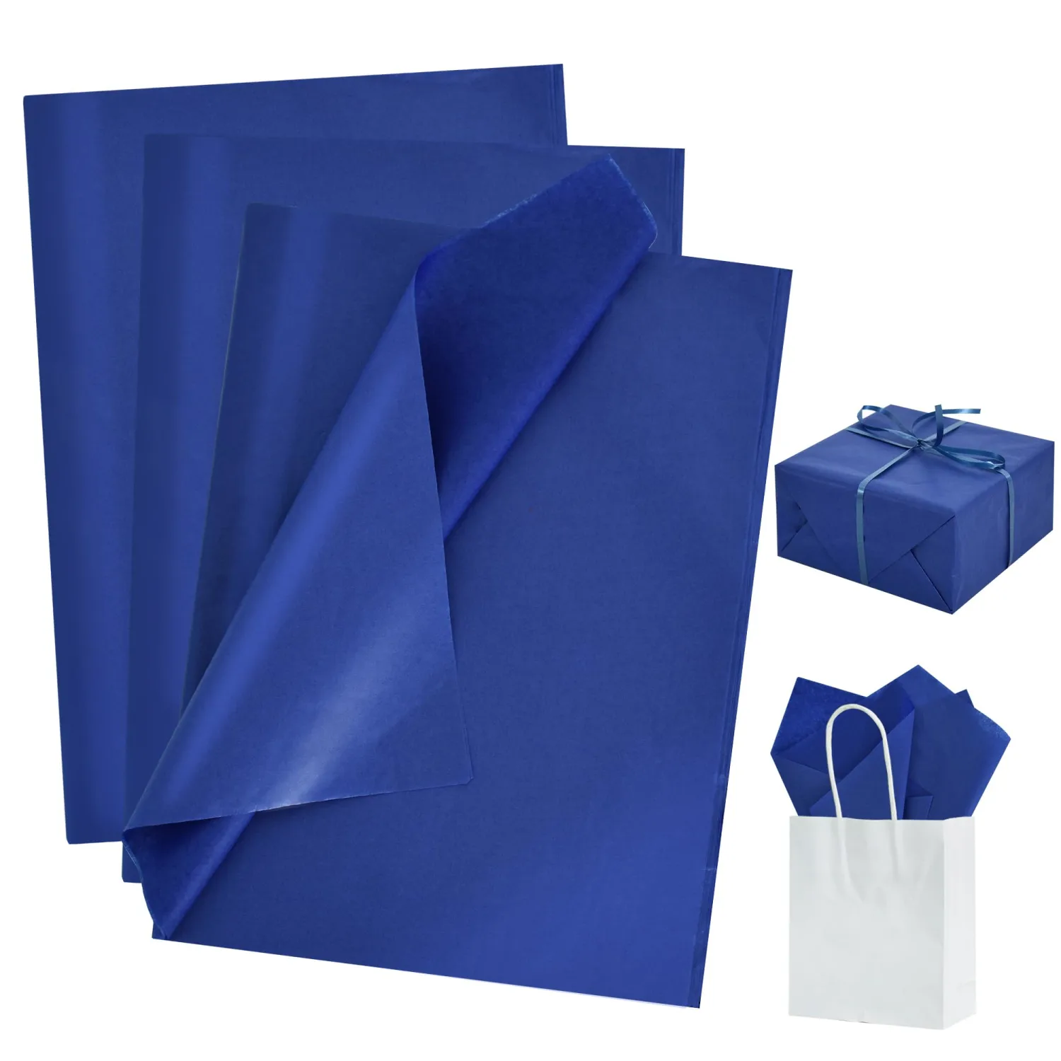 BEISHIDA 100 Sheets Royal Blue Tissue Paper Bulk, Wrapping Tissue Paper for Gift Bags, 14 x 20 Inch Gift Wrap for Birthday Wedding Graduation DIY Crafts Holiday Flowers
