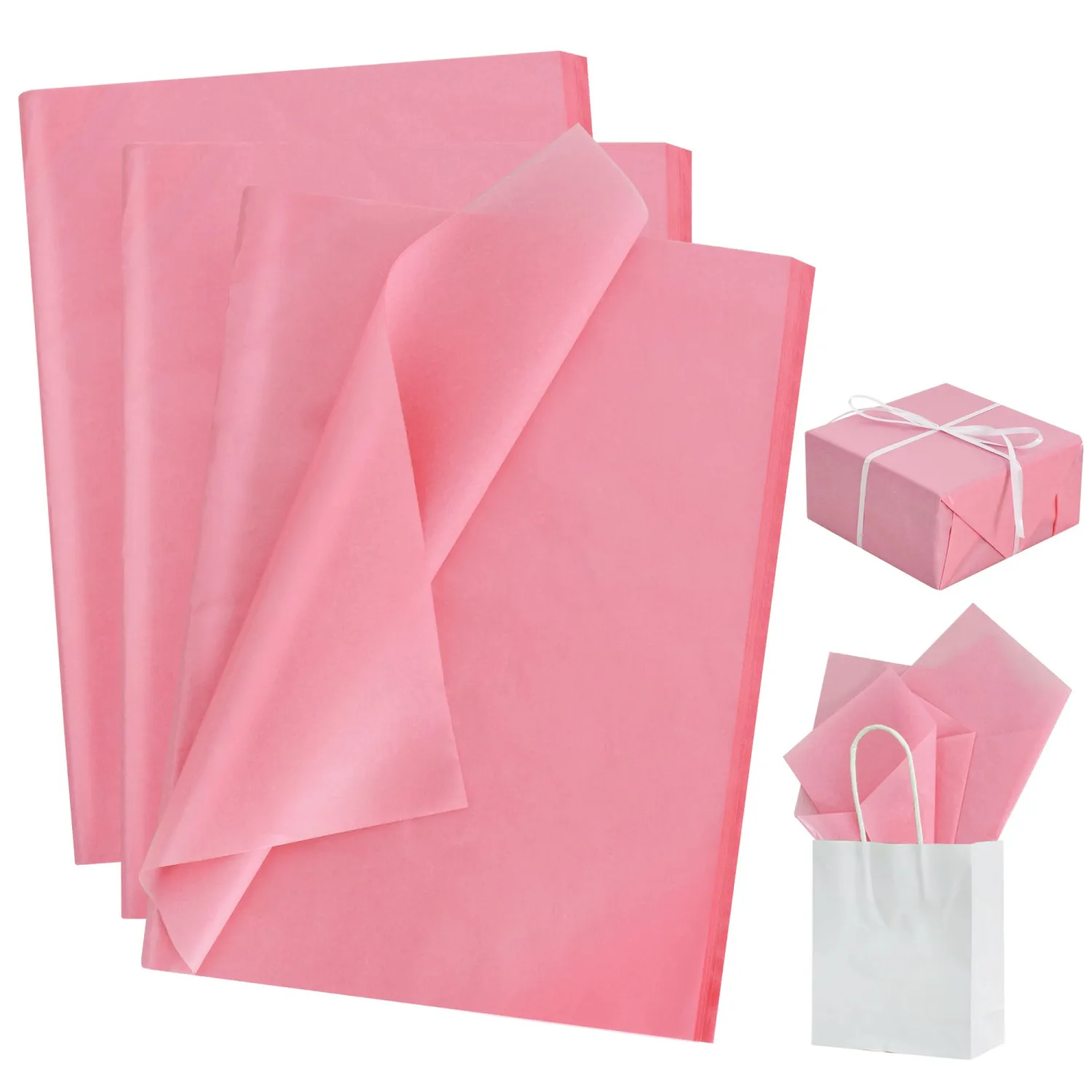 BEISHIDA 100 Sheets Dark Pink Metallic Tissue Paper Bulk, Glitter Wrapping Tissue Paper for Gift Bags, 14 x 20 Inch Gift Wrap for Birthday Wedding Graduation DIY Crafts Holiday Flowers