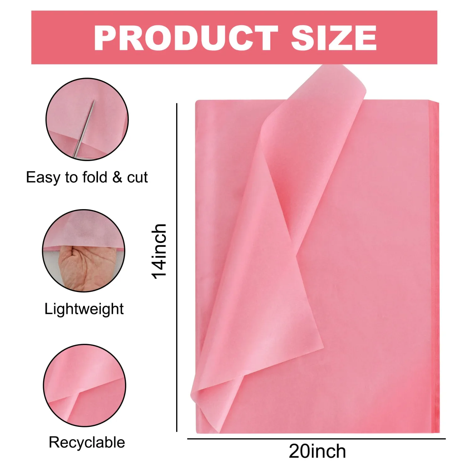 BEISHIDA 100 Sheets Dark Pink Metallic Tissue Paper Bulk, Glitter Wrapping Tissue Paper for Gift Bags, 14 x 20 Inch Gift Wrap for Birthday Wedding Graduation DIY Crafts Holiday Flowers