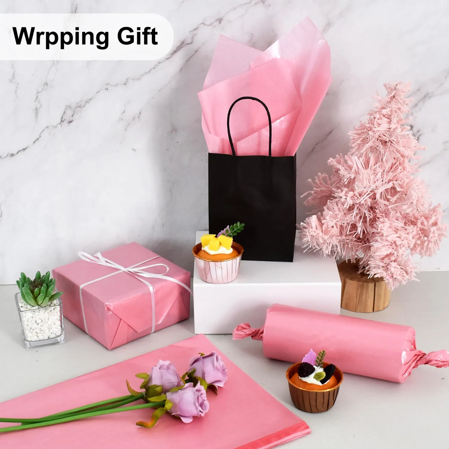 BEISHIDA 100 Sheets Dark Pink Metallic Tissue Paper Bulk, Glitter Wrapping Tissue Paper for Gift Bags, 14 x 20 Inch Gift Wrap for Birthday Wedding Graduation DIY Crafts Holiday Flowers