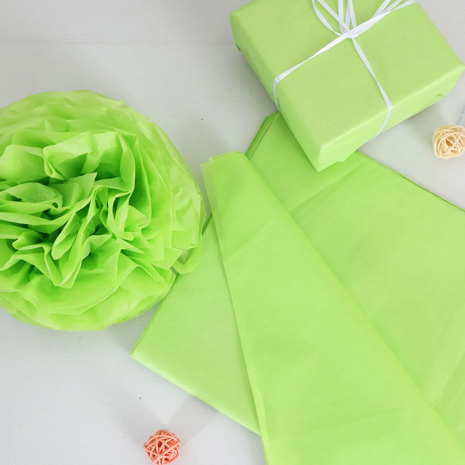 BEISHIDA 100 Sheets Lime Green Tissue Paper Bulk, Wrapping Tissue Paper for Gift Bags, 14 x 20 Inch Gift Wrap for Birthday Wedding Graduation DIY Crafts Holiday Flowers