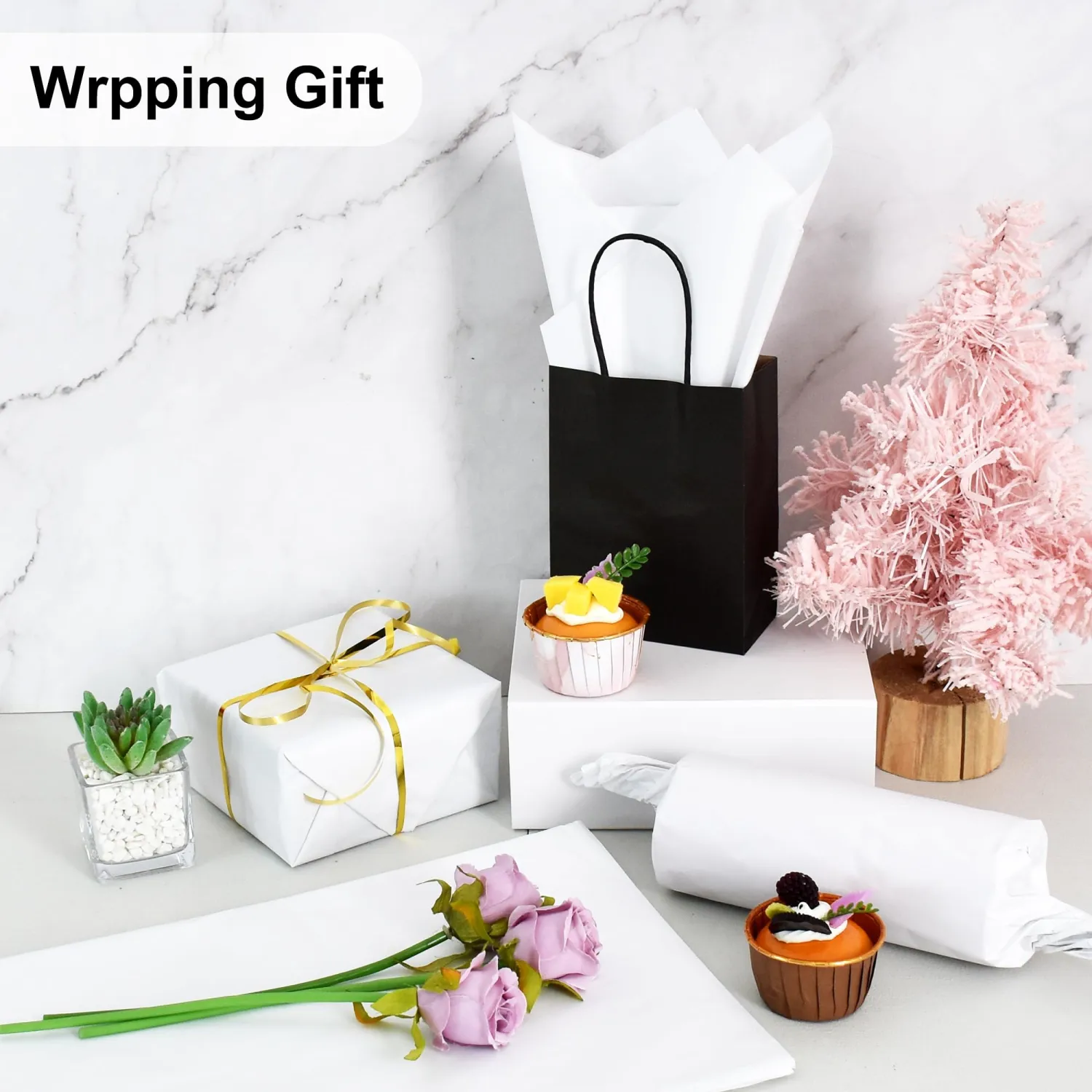 BEISHIDA 100 Sheets White Tissue Paper Bulk, Wrapping Tissue Paper for Gift Bags, 14 x 20 Inch Gift Wrap for Birthday Wedding Graduation DIY Crafts Holiday Flowers