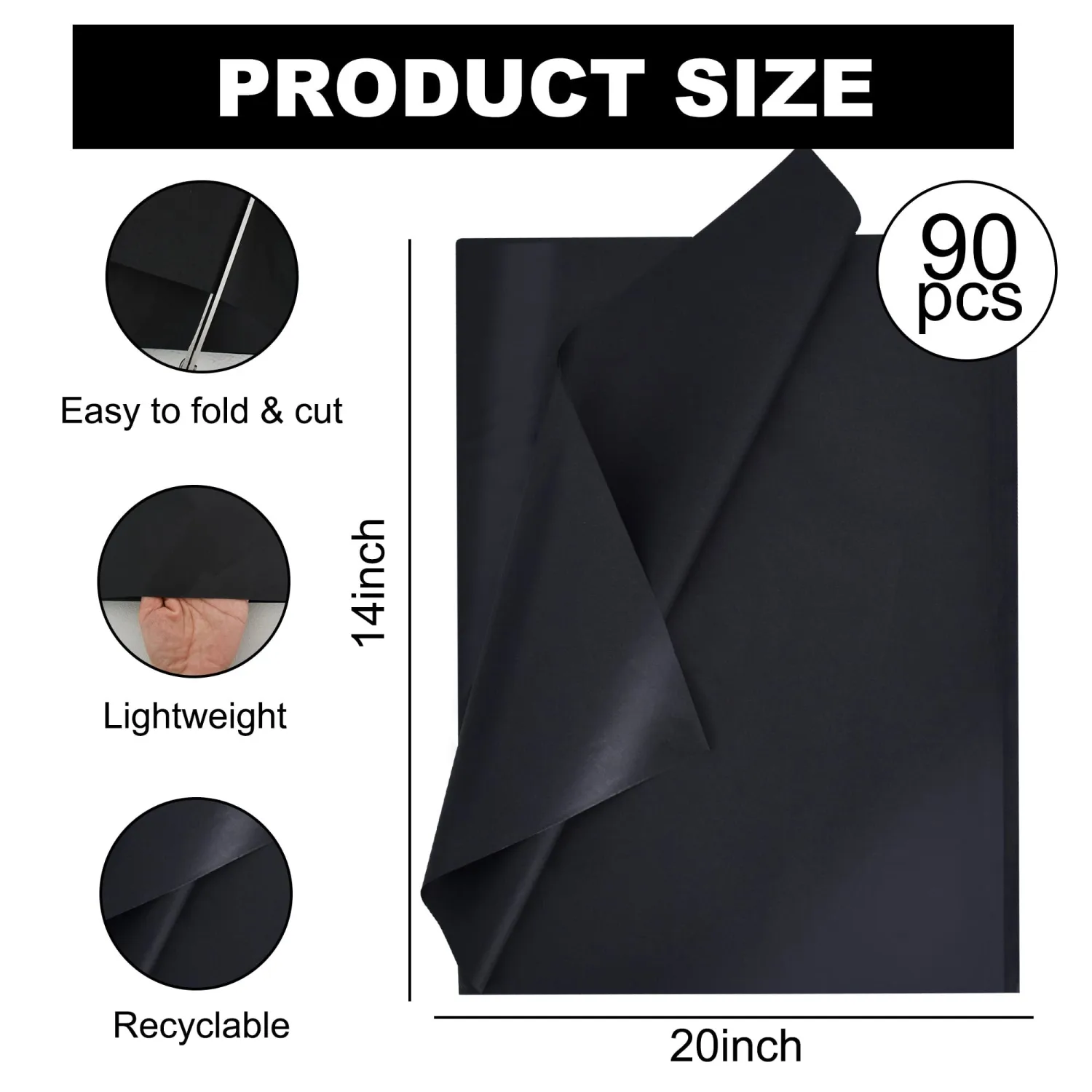 BEISHIDA 90 Sheets Halloween Tissue Paper Bulk, Black Orange Purple Wrapping Tissue Paper for Gift Bags, 14 x 20 Inch Gift Wrap for Halloween DIY Crafts Decor Holiday Flowers