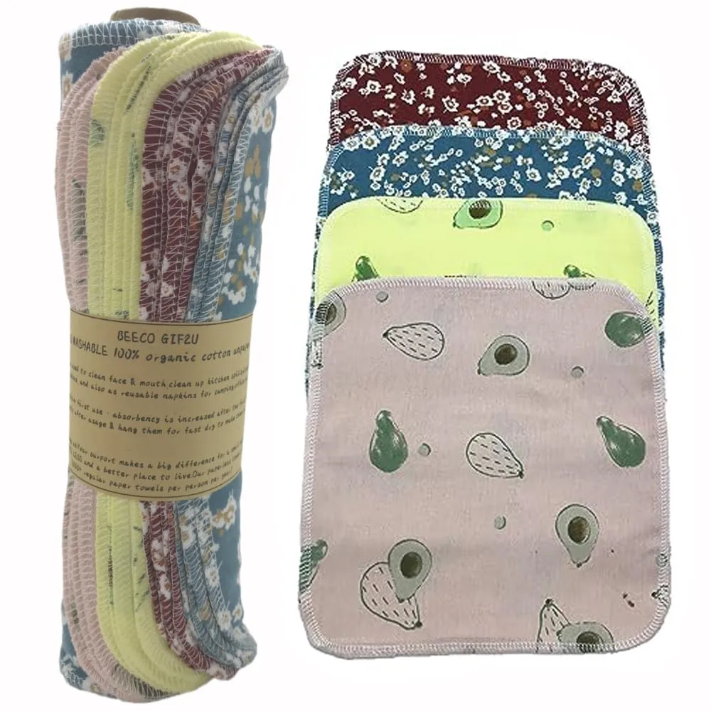Reusable Paper Towel Rolls 20 Pack,Washable Napkin Cloth Value Set of 4 Colors 20 Pack of Paperless Towel-100% Cotton, Super Soft, Absorbent Made to Last (Avocado)