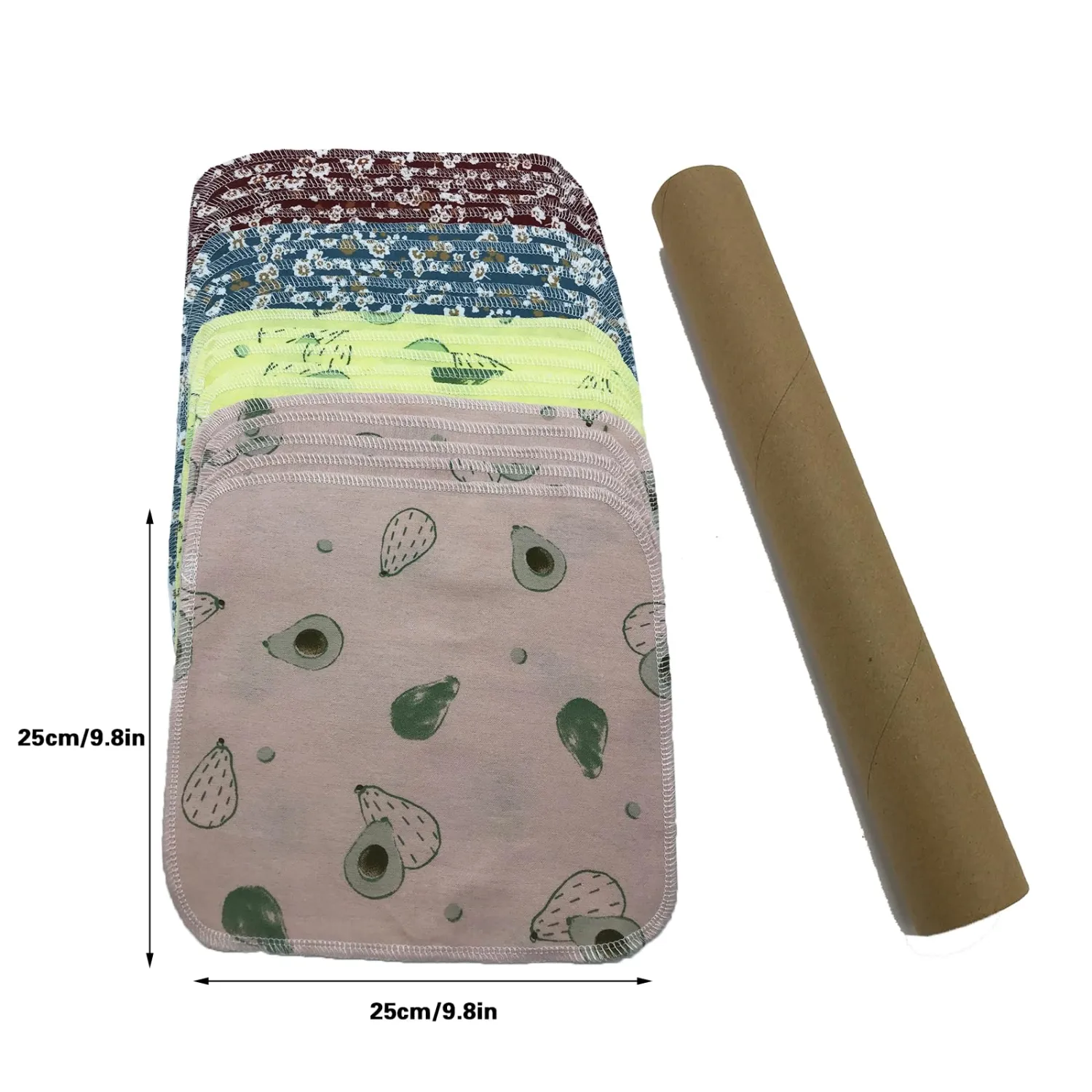 Reusable Paper Towel Rolls 20 Pack,Washable Napkin Cloth Value Set of 4 Colors 20 Pack of Paperless Towel-100% Cotton, Super Soft, Absorbent Made to Last (Avocado)