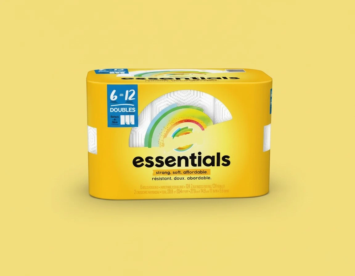 Essentials Double Roll Paper Towels, Strong and Soft (6 Double Rolls)