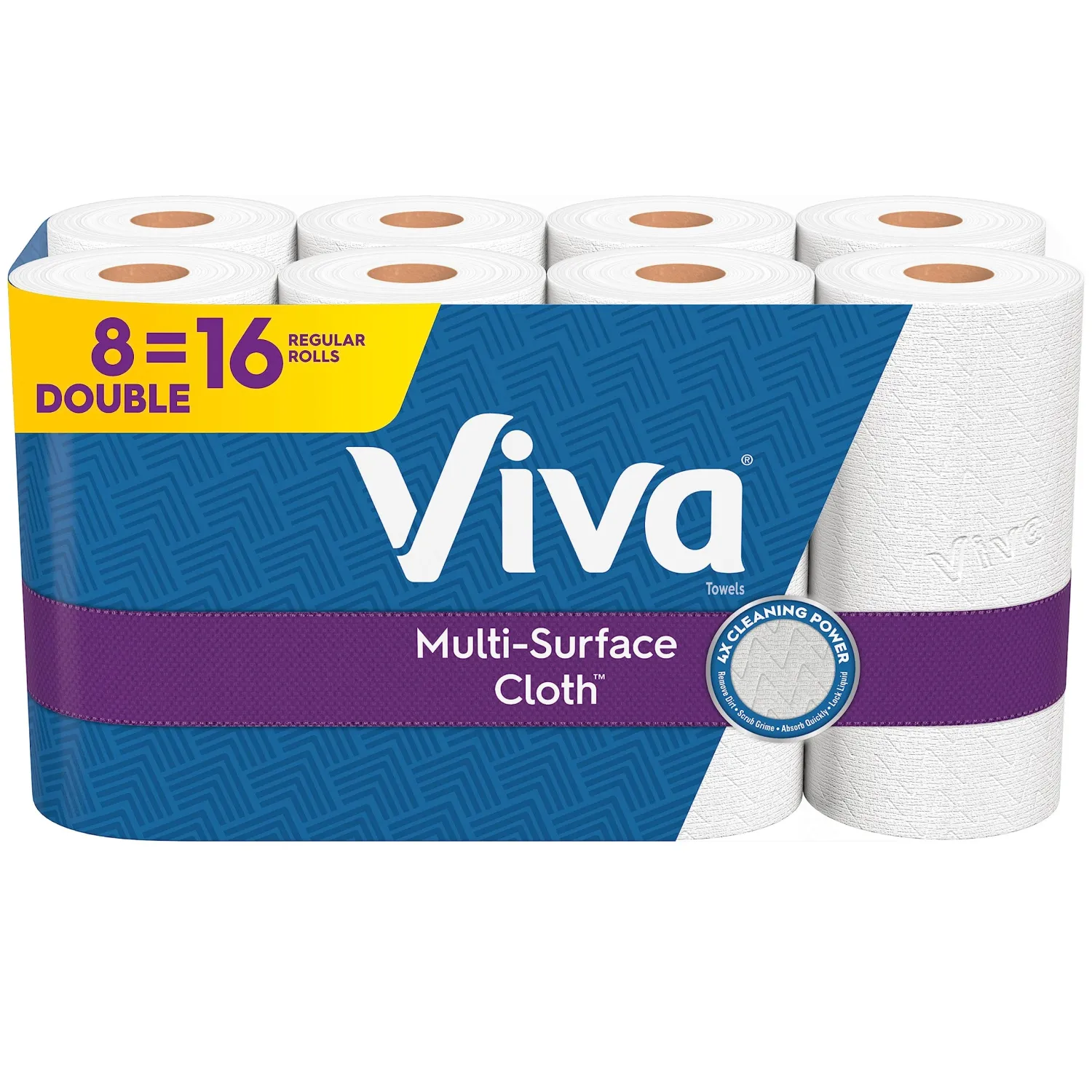 Viva Multi-Surface Cloth Paper Towels, Choose-A-Sheet - 8 Double Rolls = 16 Regular Rolls (110 Sheets Per Roll)