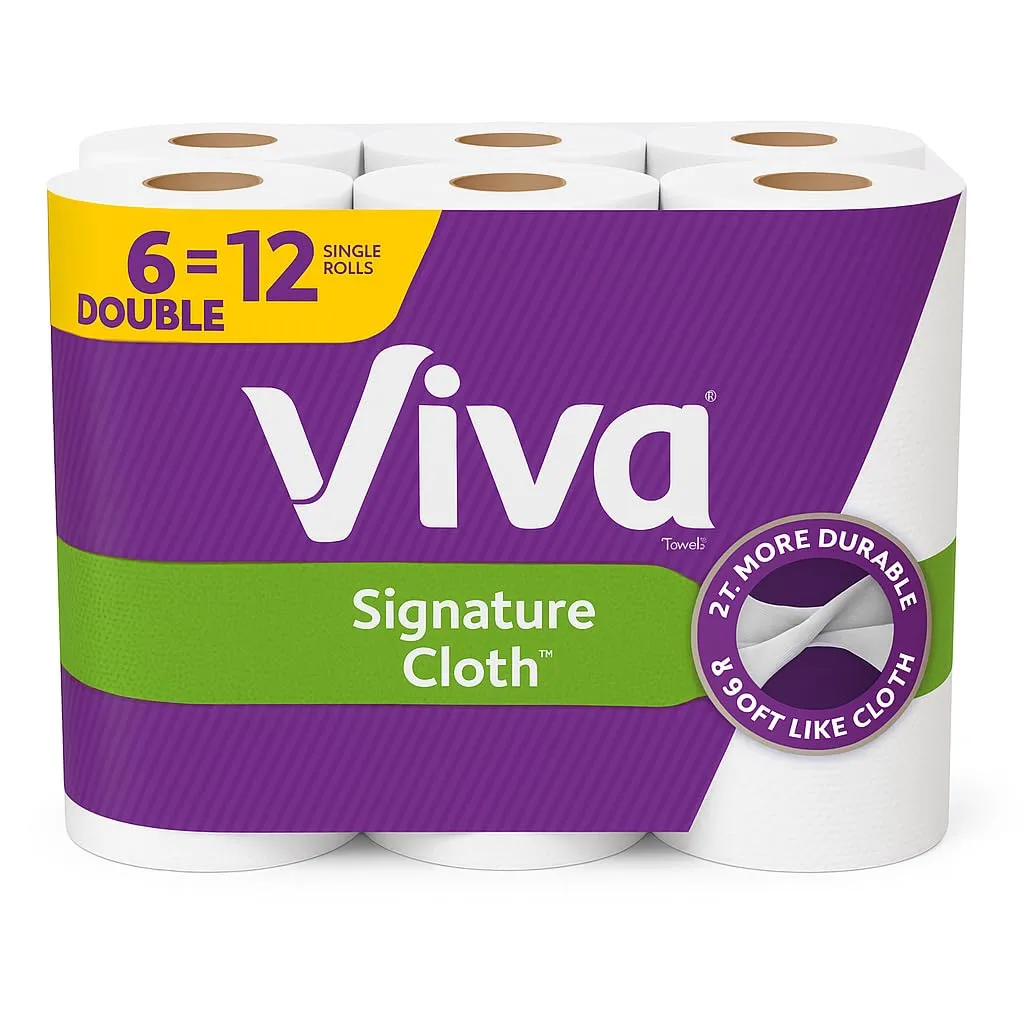 Viva Signature Cloth Paper Towels White, 6 Ct = 12 Rolls, Kitchen Paper Towels