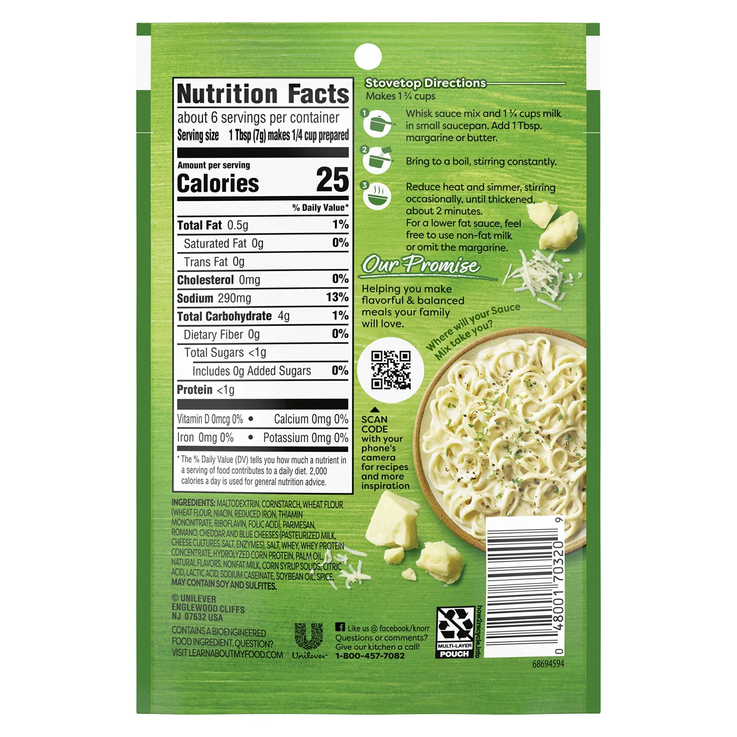 Knorr Sauce Mix Creamy Pasta Sauce For Simple Meals and Sides Alfredo Sauce No Artificial Flavors, No Added MSG 1.6 oz