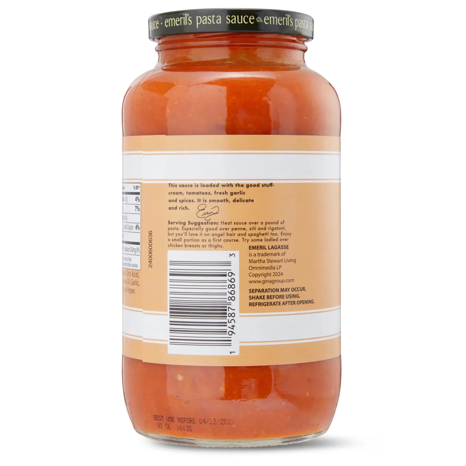 Emeril Lagasse Pasta Sauce - 25 Oz Jar Vodka Gourmet Sauces: Best for Homemade Pasta, Spaghetti, Pizza & More - Premium, Bold & Flavorful
