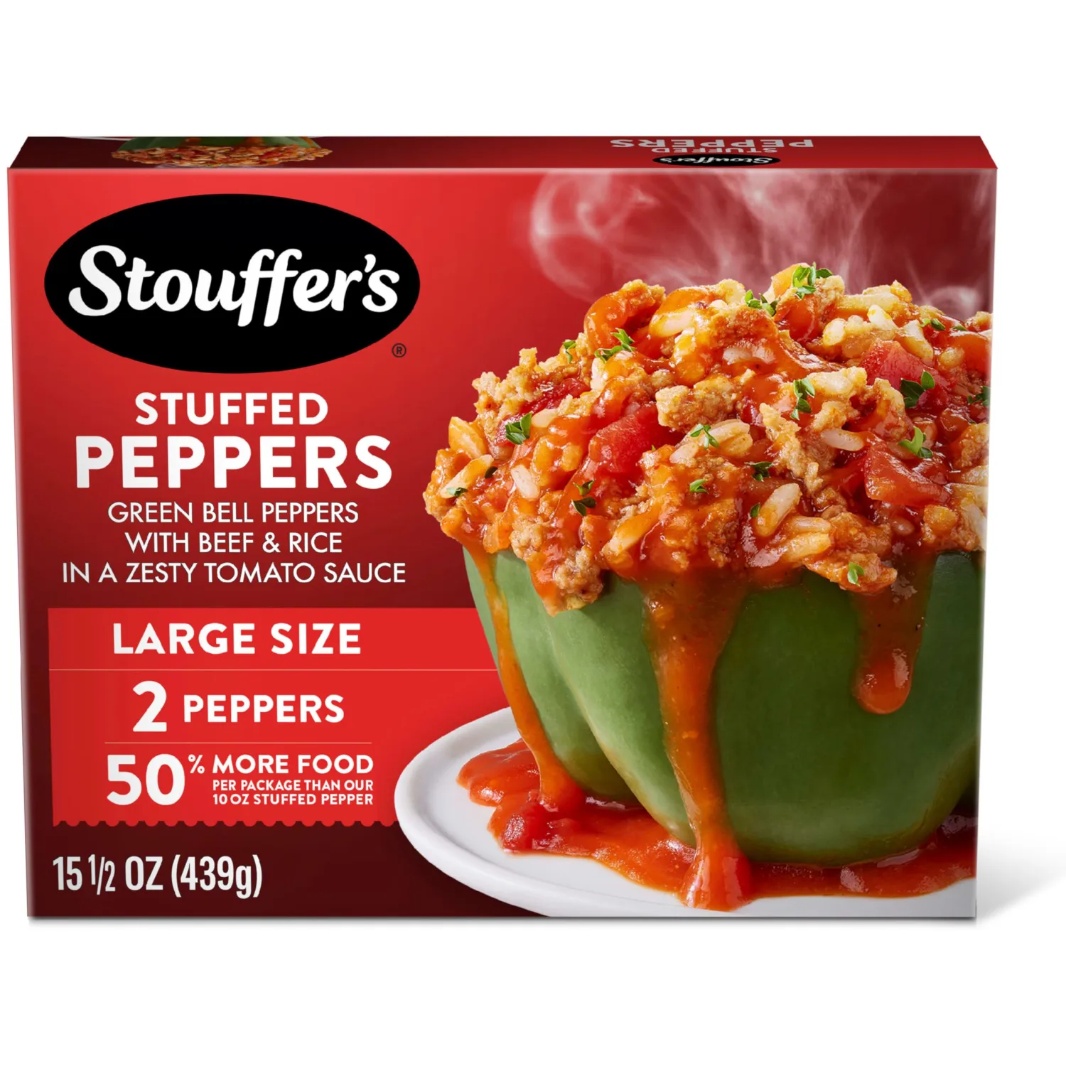 Stouffer’s Stuffed Peppers, Large Size, Frozen Stuffed Peppers, Easy Meals, Oven or Microwave Dinners, Single Frozen Meals