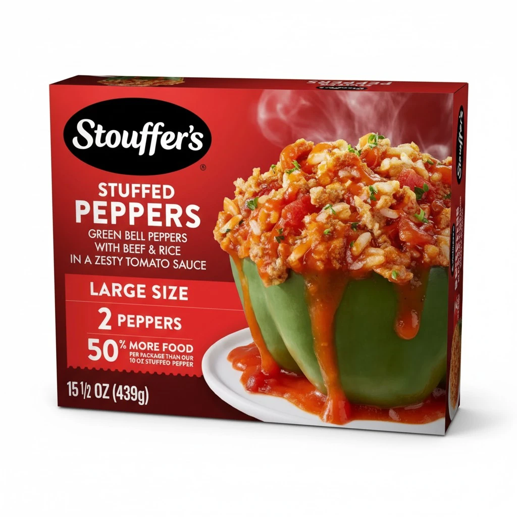 Stouffer’s Stuffed Peppers, Large Size, Frozen Stuffed Peppers, Easy Meals, Oven or Microwave Dinners, Single Frozen Meals