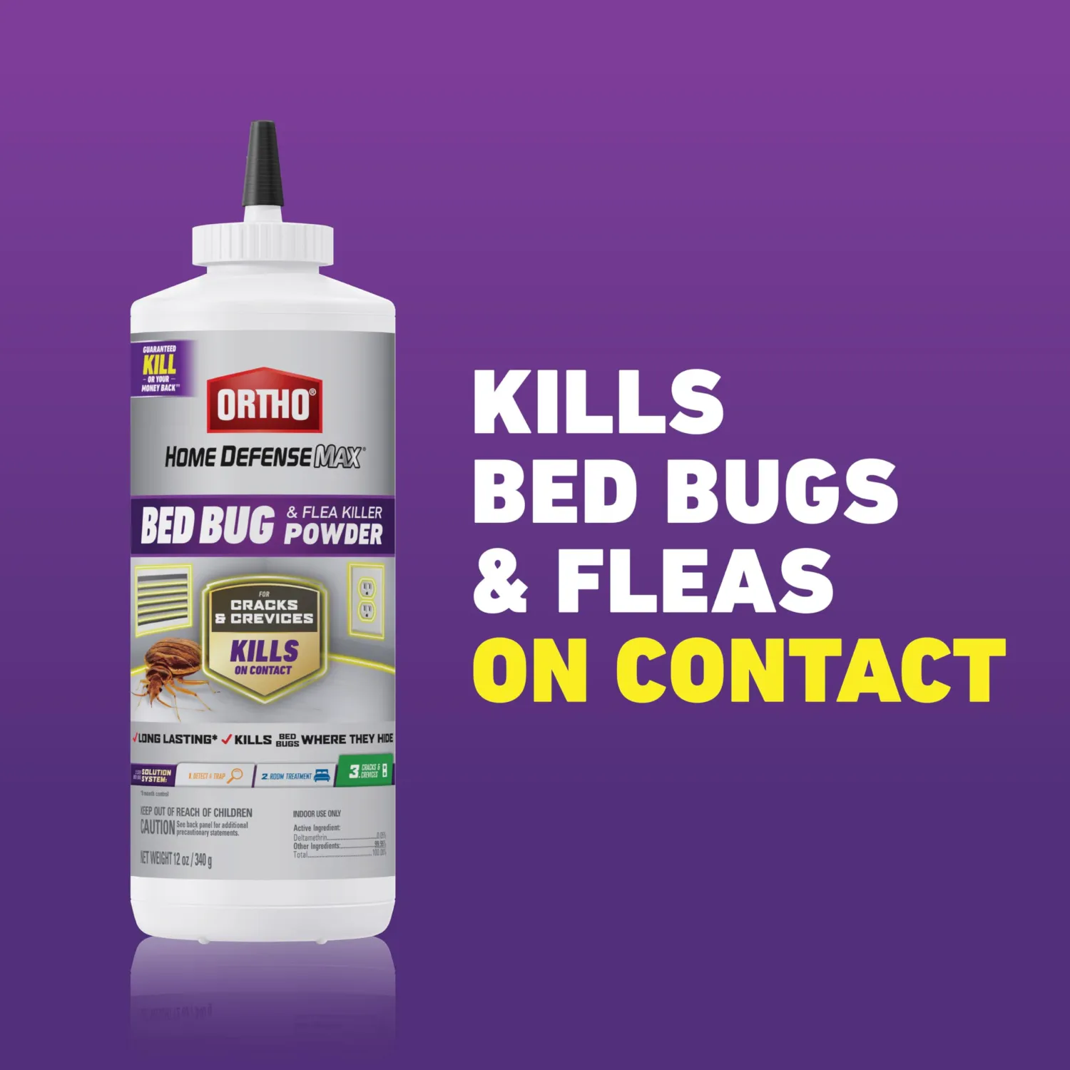 Ortho Home Defense Max Bed Bug & Flea Killer Powder, 12 oz. – Apply to Cracks and Crevices for Up to 8 Months of Control