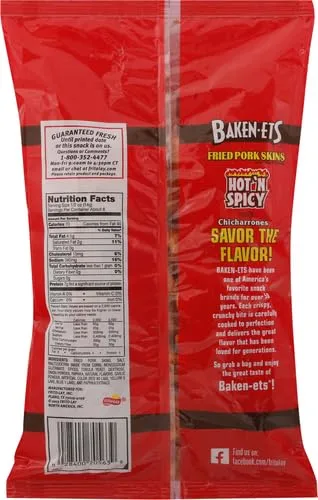 Baken-ets Fried Pork Skins, Hot & Spicy, 4 oz
