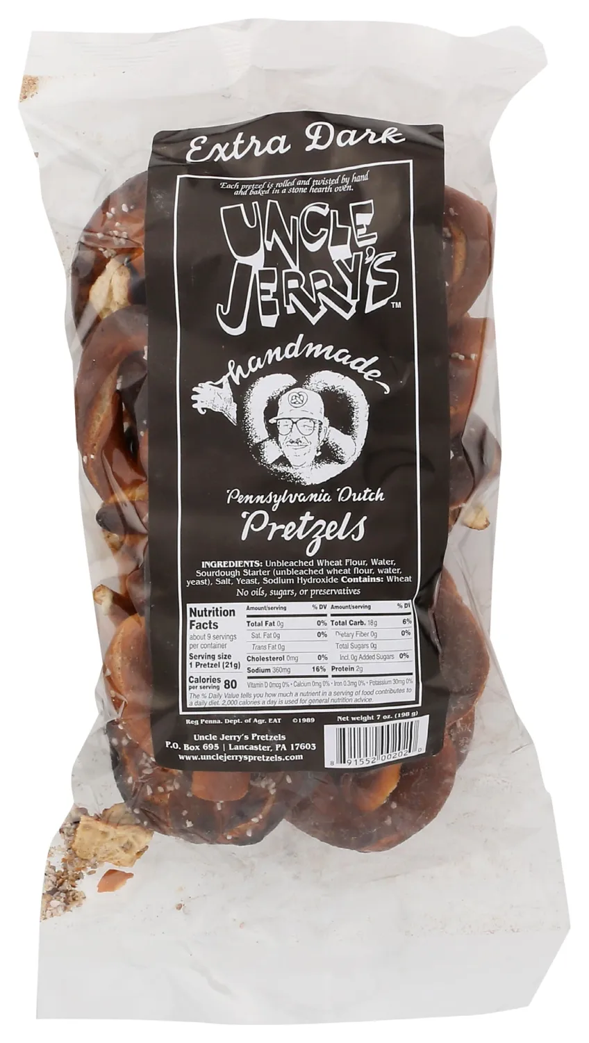 UNCLE JERRYS Extra Dark Pretzels, 7 OZ