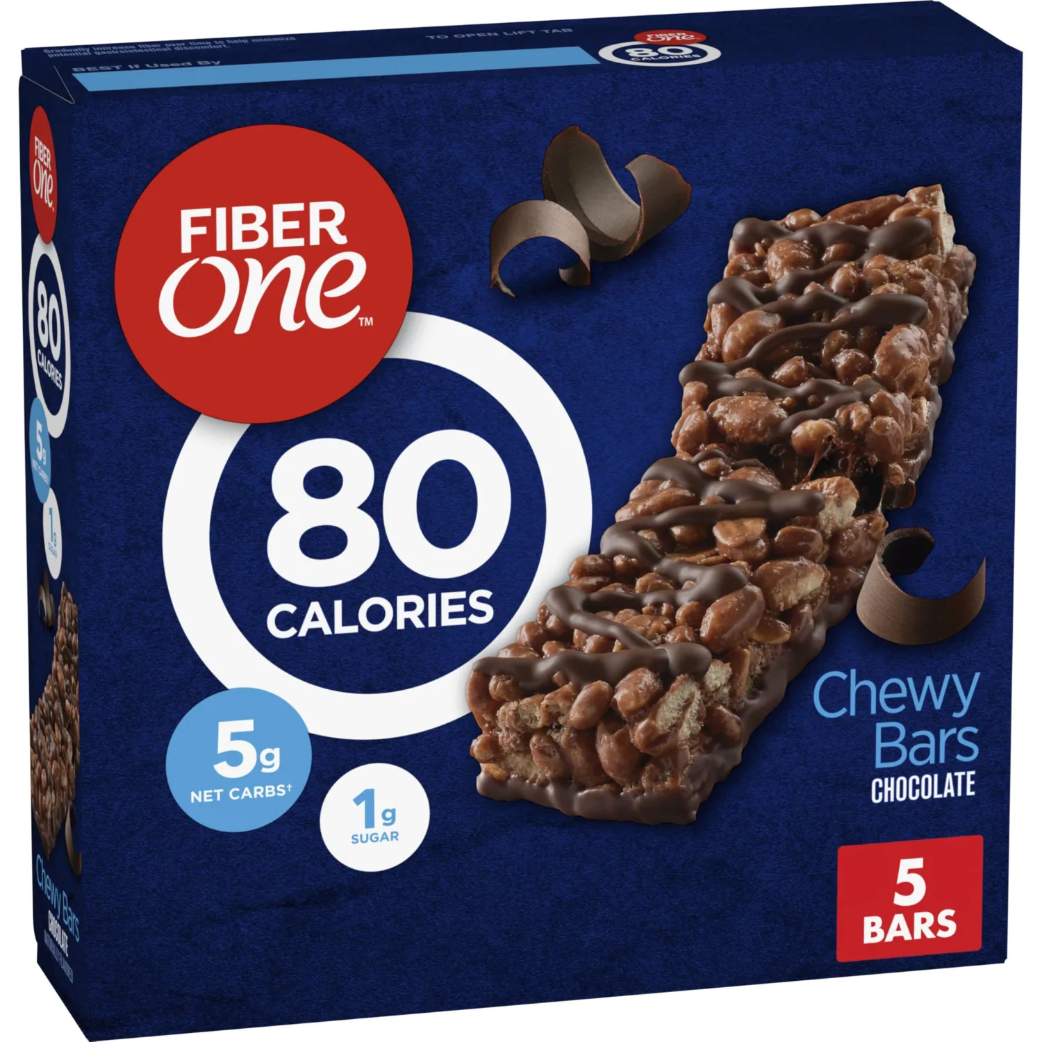 Fiber One 80 Calorie Chewy Bars, Chocolate, Snack Bars, 5 Ct, 4.1 oz