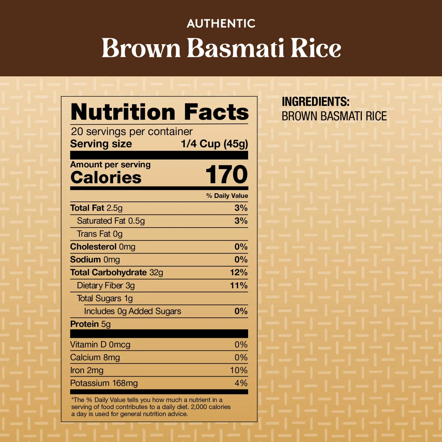 Royal Brown Basmati Rice - Authentic Long Grain Basmati Rice - 2 lb Bag