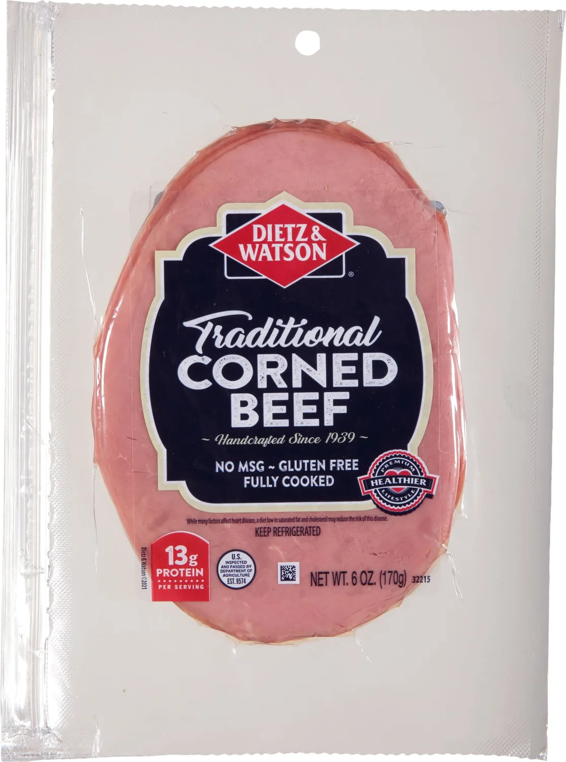 Dietz & Watson Pre-Sliced Traditional Thin Sliced Corned Beef, 6 oz