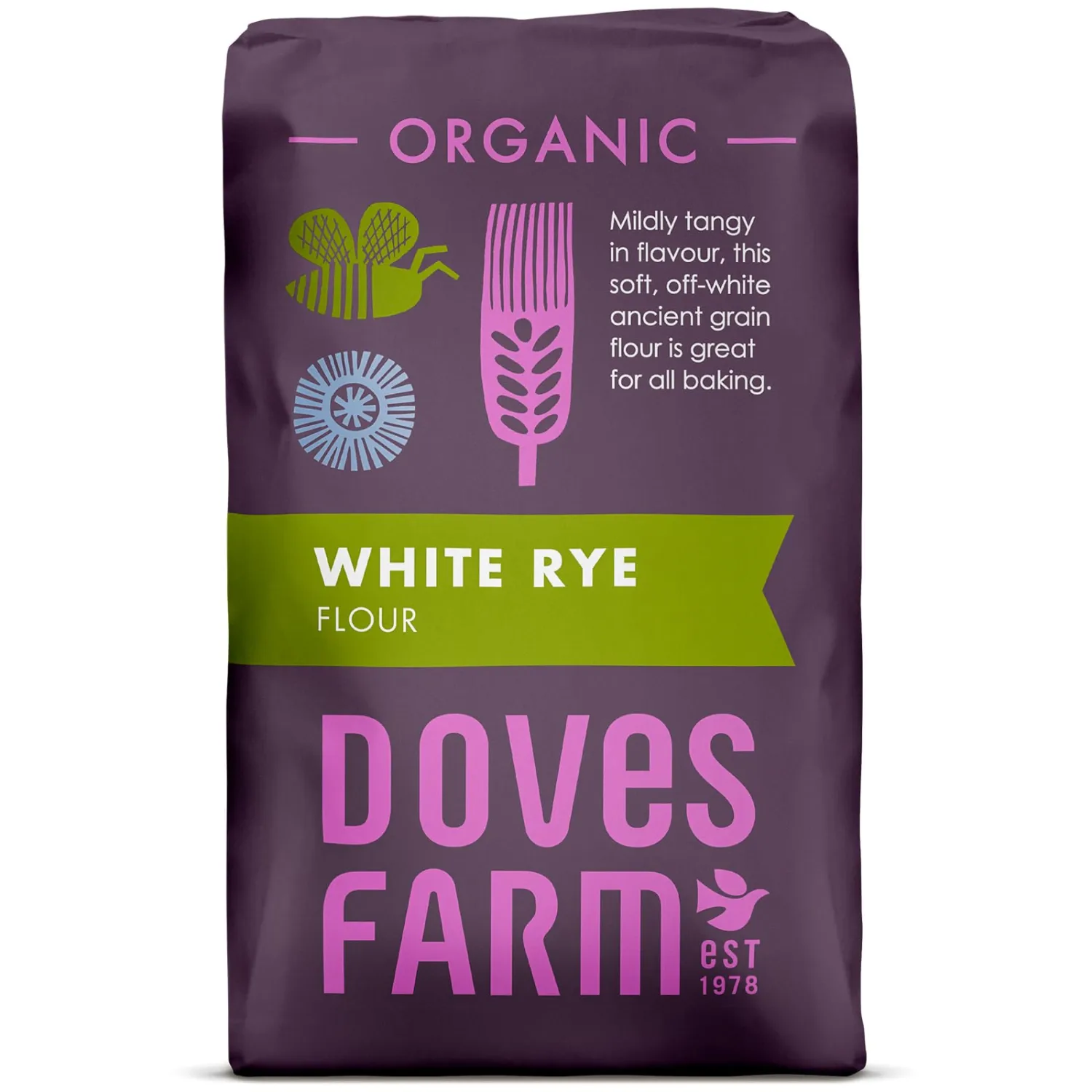 Doves Farm Organic White Rye Flour | Ancient Grain All Purpose Flour | Imported from UK | Flour for Baking Goods | Stoneground Soft Wheat Flour | 35.27 Oz (1kg)