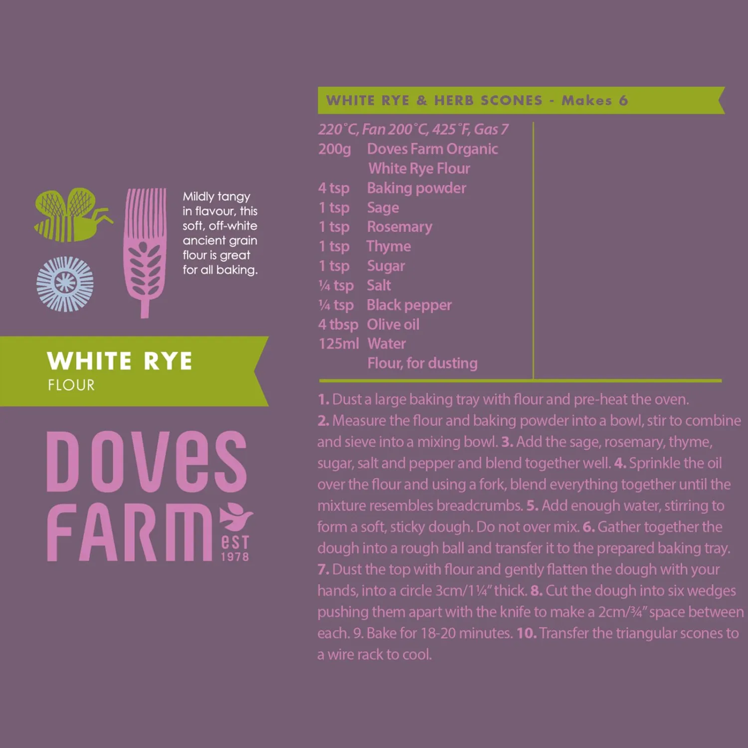 Doves Farm Organic White Rye Flour | Ancient Grain All Purpose Flour | Imported from UK | Flour for Baking Goods | Stoneground Soft Wheat Flour | 35.27 Oz (1kg)