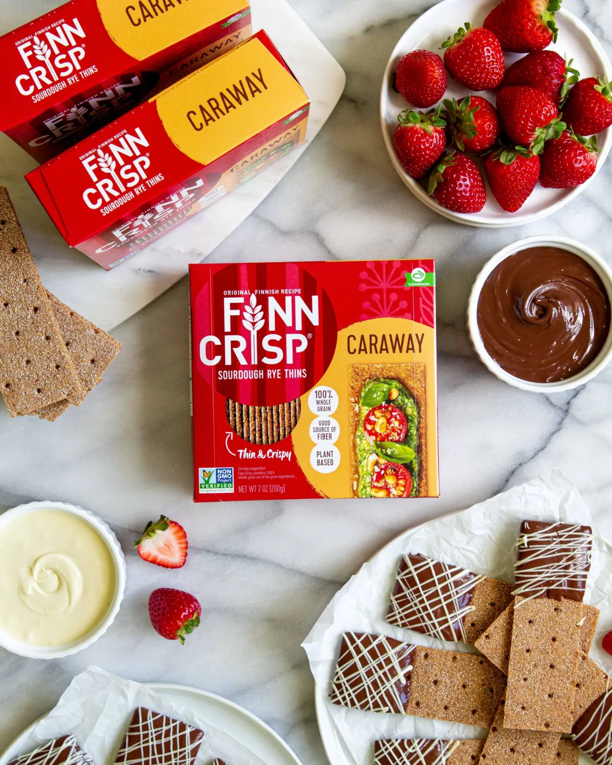 Finn Crisps Rye Crispbread with Caraway 7oz | Thin, Crispy Rye Flatbreads with Caraway | Authentic Finnish Sourdough Crispbread | Crackers by Finn Crisp [7oz Box]