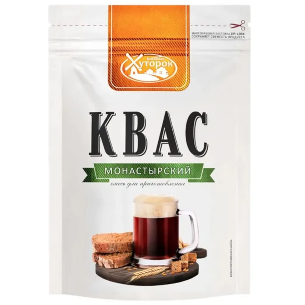 Kvass Dry Powder Starter Culture "Monastic" to Make 2 Liters (2.11 quart) of Beverage by Babushkin Khutorok 150g / 5.29oz - Set of 2