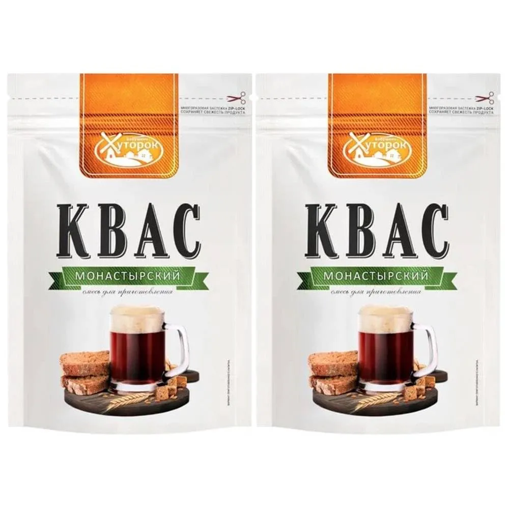 Kvass Dry Powder Starter Culture "Monastic" to Make 2 Liters (2.11 quart) of Beverage by Babushkin Khutorok 150g / 5.29oz - Set of 2