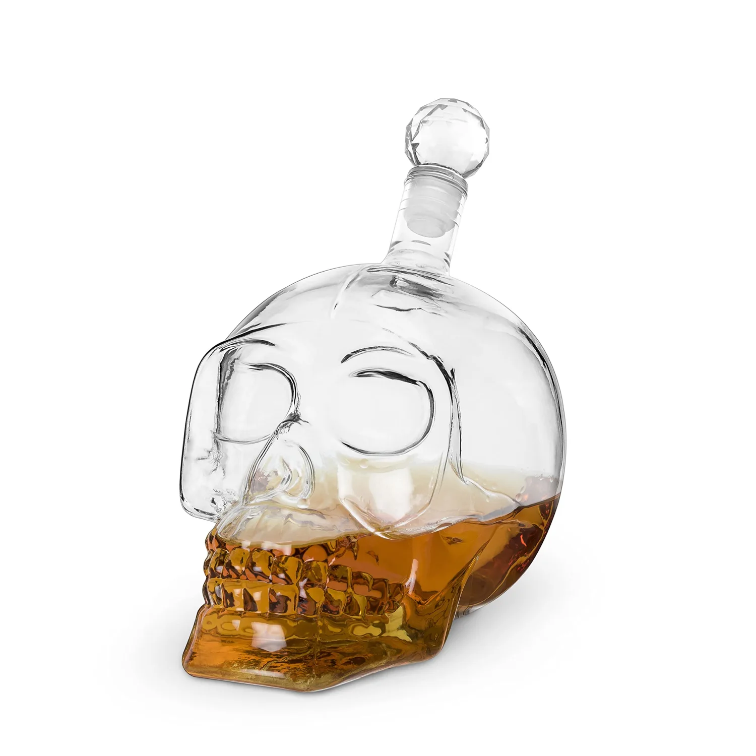 Foster & Rye Skull Liquor Decanter with Stopper for Whiskey, Bourbon, Scotch, Old Fashioned, Home Bar Accessories, Barware, Glassware, 25 oz, Set of 1