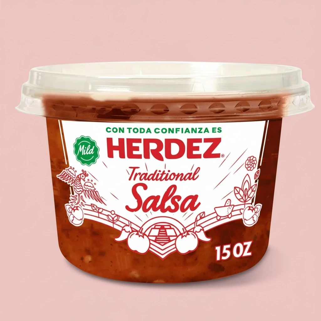 HERDEZ Traditional Salsa, Mild, No Sugar Added, 15 oz Resealable Tub – Classic & Fresh Mexican Salsa