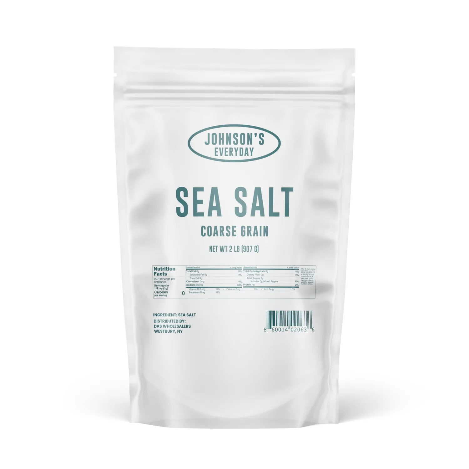 JOHNSON EVERYDAY - PURE SEA SALT COARSE GRAIN 2LB, IDEAL FOR COOKING, BAKING, PICKLING, FINISHING, AND MORE — PANTRY ESSENTIAL