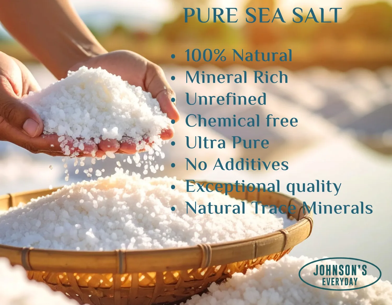 JOHNSON EVERYDAY - PURE SEA SALT COARSE GRAIN 2LB, IDEAL FOR COOKING, BAKING, PICKLING, FINISHING, AND MORE — PANTRY ESSENTIAL