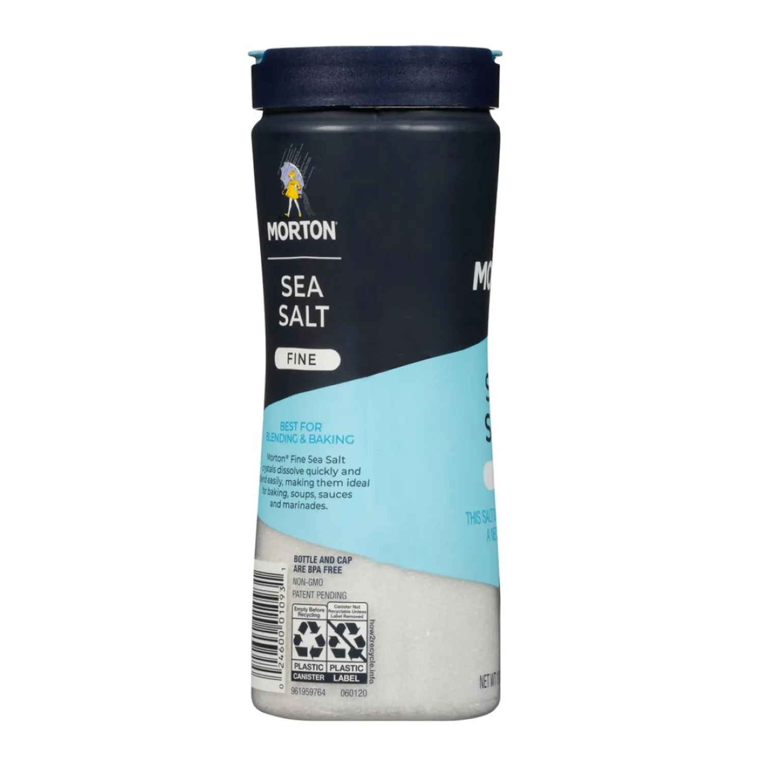 Morton Sea Salt, Fine, (17.6 oz), 2-Pack, All-Natural, Perfect for Baking, Blending & Cooking