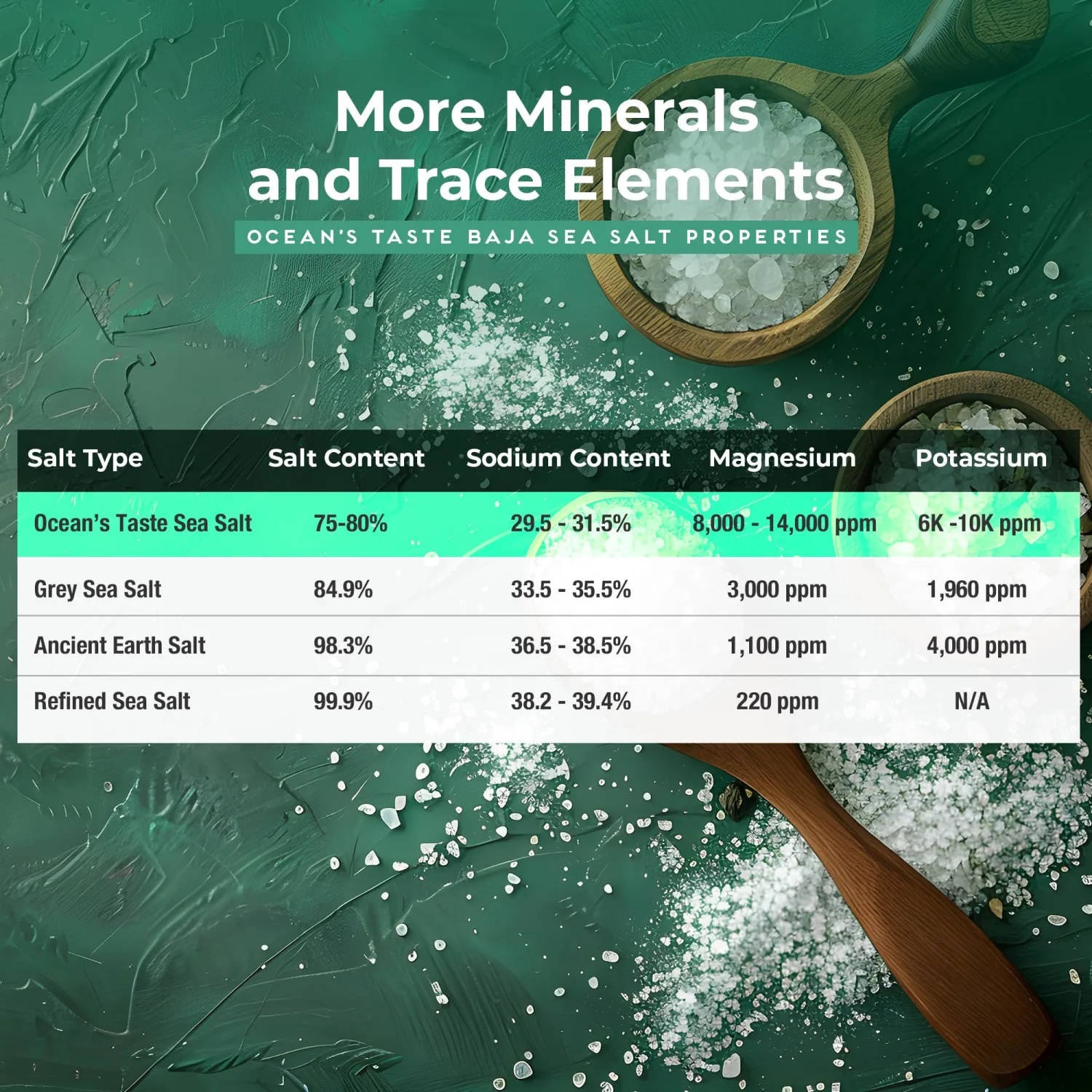 Ocean's Taste Baja Gold Sea Salt, 1LB Baja Gold Mineral Sea Salt, Coarse Natural Grain, 4X More Minerals than Celtic Salt, 30% Less Sodium, Mineral Salt Ideal for Electrolytes Balance, Cooking & Baking | Kosher, Organic, Paleo