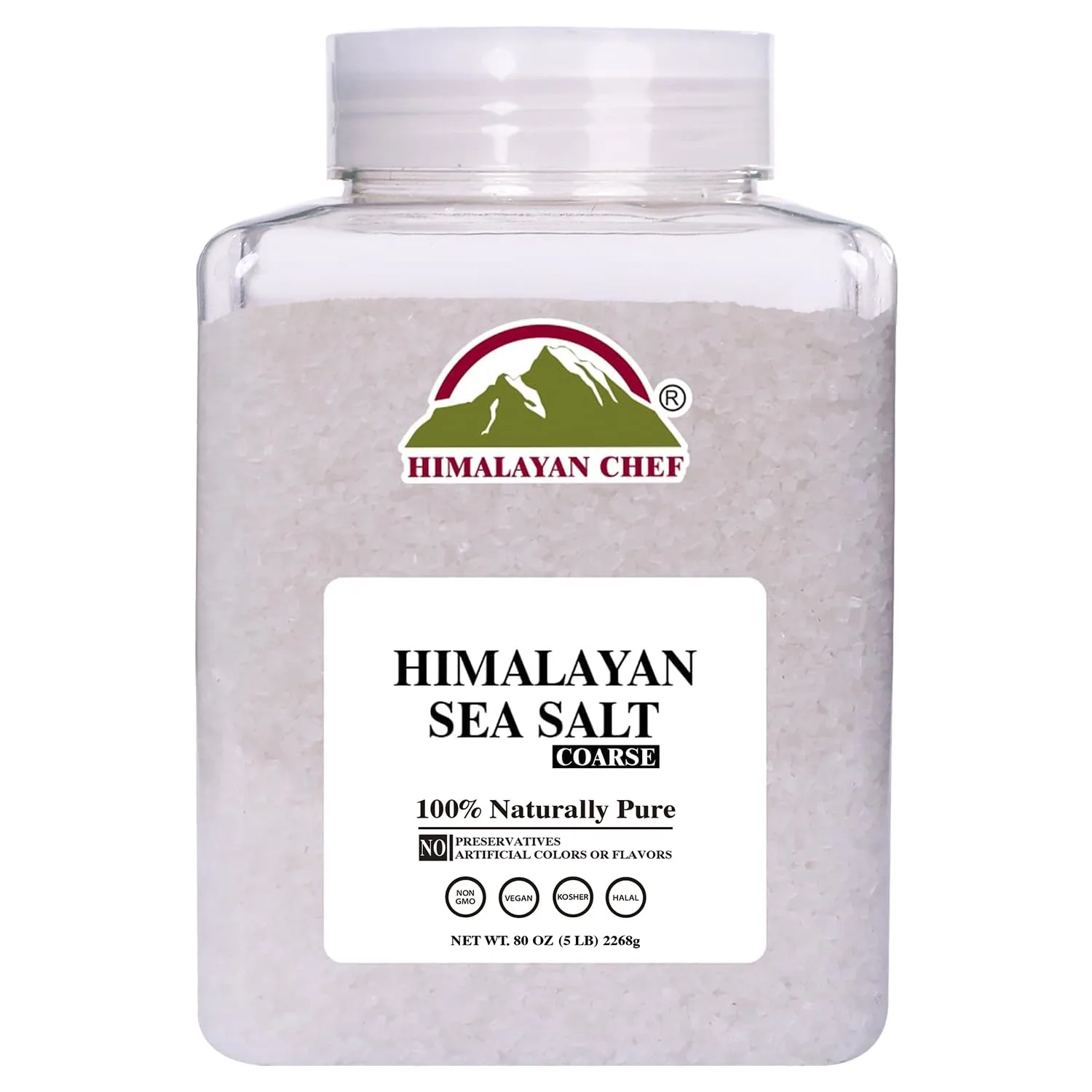 Himalayan Chef Coarse Grain Salt – 5 lb Jar for Cooking, Baking, and Seasoning